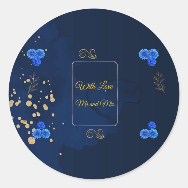 Elegant Navy Blue Envelope Seal Sticker (Front)