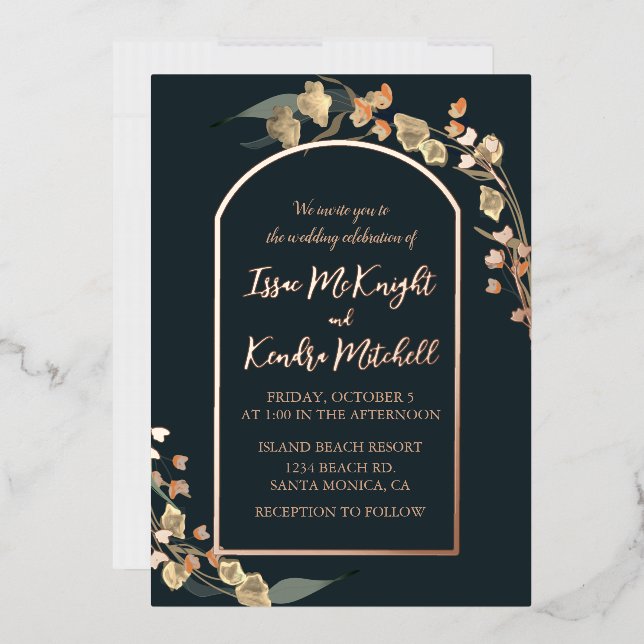 Elegant Navy Blue Floral Arch (Envelope)