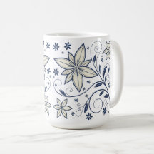 Elegant Navy Blue Floral Pattern |