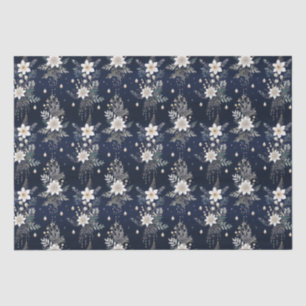 Elegant Navy Blue Floral Tissue Paper