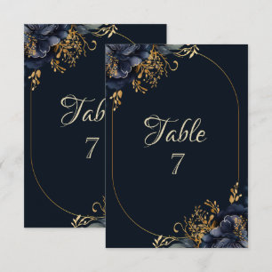 Elegant Navy Blue Flowers Invitation