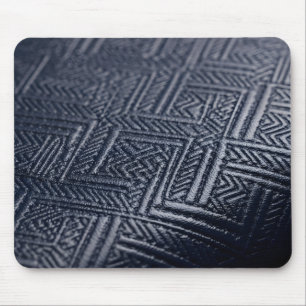 Elegant Navy Blue Geometric Embossed Leather Textu Mouse Pad