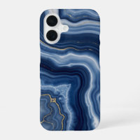 Elegant Navy Blue Gold Abstract Liquid Marble