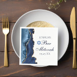 Elegant Navy Blue Gold Agate Bar Mitzvah Party Napkin<br><div class="desc">Elegant navy blue and gold agate decorates the side of this modern Bar Mitzvah party napkin. Your son's name is written in beautiful formal script under the Star of David. Perfect for a chic,  stylish Jewish family celebrating their boy being called to the Torah.</div>