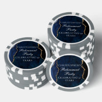 Elegant Navy Blue Gold Agate Retirement Party