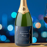 Elegant Navy Blue Gold Agate Retirement Party