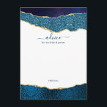 Elegant Navy Blue & Gold Agate Wedding Advice Card<br><div class="desc">Celebrate in style with these modern and trendy advice cards. The design features a watercolor navy blue and gold glitter agate background with matching handwritten script font wording. These cards will allow your guests to write a note of advice for you to keep and read over in years to come....</div>