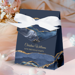 Elegant Navy Blue & Gold Birthday Party Thank you Favor Box