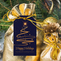 Elegant Navy Blue Gold Christmas Tree Holiday