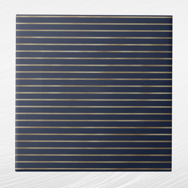 Elegant Navy Blue Gold Double Lines Tile (Creator Uploaded)