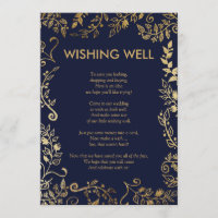 Elegant Navy Blue Gold Floral Wishing Well