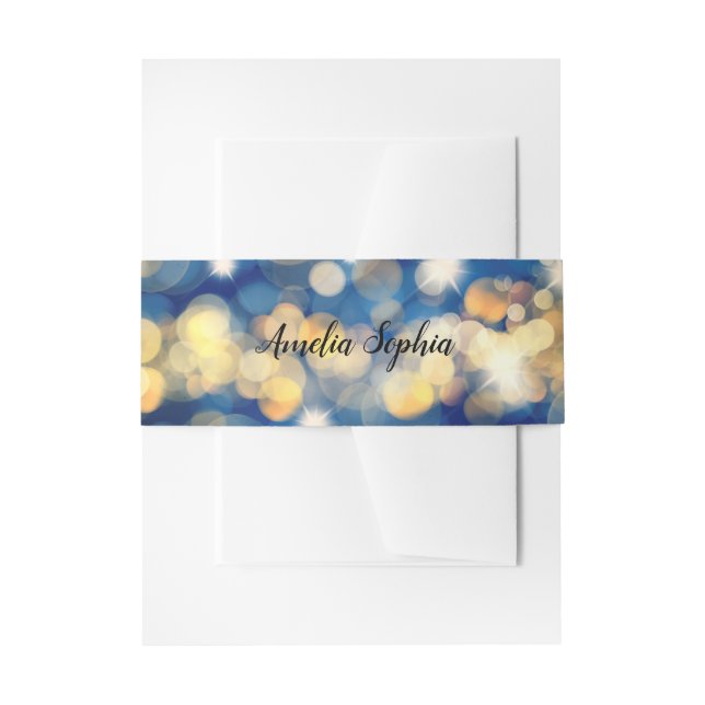 Elegant Navy Blue Gold Invitation Belly Band (Front Example)