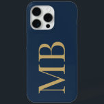 Elegant Navy Blue Gold Minimalist Initial Monogram iPhone 15 Pro Max Case<br><div class="desc">Elegant Navy Glue Gold Minimalist Initial Monogram iPhone Case</div>