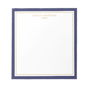 Elegant Navy Blue Gold Personalized Notepad