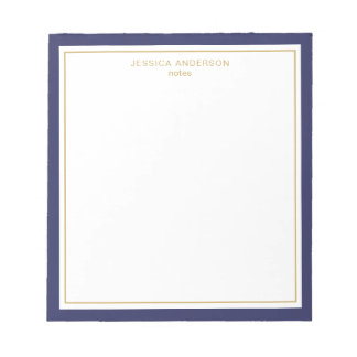 Elegant Navy Blue Gold Personalized Notepad