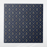 Elegant Navy Blue Gold Roses Tile<br><div class="desc">Navy Blue tile with gold roses. Hex code for navy blue is #202A44.</div>
