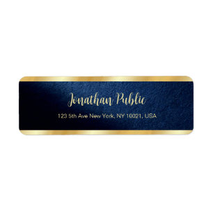 Elegant Navy Blue & Gold Template Return Address