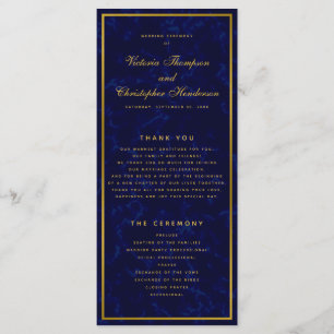 Elegant Navy Blue & Gold Wedding Ceremony Program