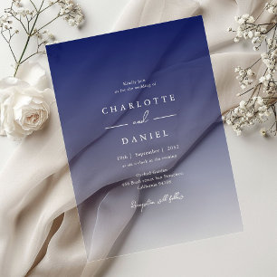 Elegant  Navy Blue Gradient Acrylic Wedding Acrylic Invitations