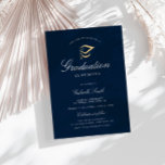 Elegant navy blue graduation ceremony invitation<br><div class="desc">An elegant navy blue graduation ceremony card. The text details and image can be personalized.</div>