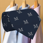 Elegant Navy Blue Grey Monogram Personalized Tie<br><div class="desc">Customize the text and easily create your personalized necktie. Click EDIT DESIGN,  then click BACKGROUND to change the background colour. You can TRANSFER this design to other Zazzle products and adjust it to fit most Zazzle items. Thank you for choosing our designs and stopping by the Standard Studio Designs.</div>