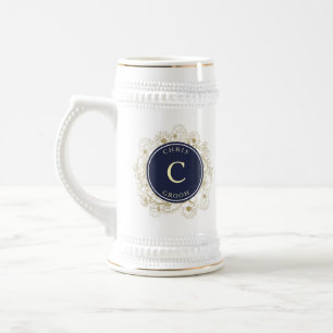 Elegant Navy Blue Groom Beer Stein