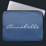 Elegant Navy Blue Handwritten Script Name Custom Laptop Sleeve<br><div class="desc">This custom laptop case features your name in beautiful handwritten script lettering on a stylish Navy Blue background. Great gift idea.</div>