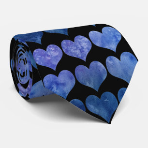 Elegant Navy Blue Heart Pattern Tie