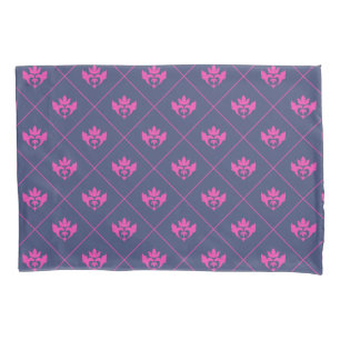 Elegant Navy Blue Hot Pink Ornament Pattern Pillowcase