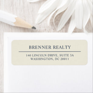 Elegant Navy Blue Ivory Business Return Address