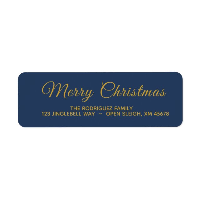 Elegant Navy Blue Joyeux Noël Adresse de retour (Devant)