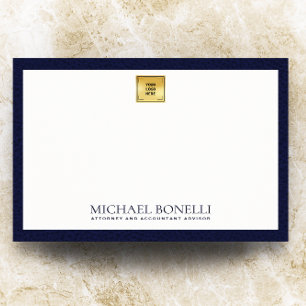 Elegant Navy Blue Leather Gold Logo Monogram Card