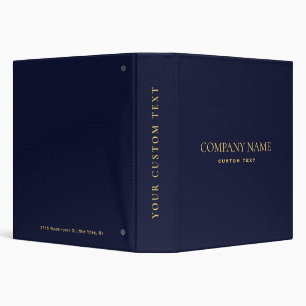 Elegant Navy Blue Leather Look Gold corporate  Binder