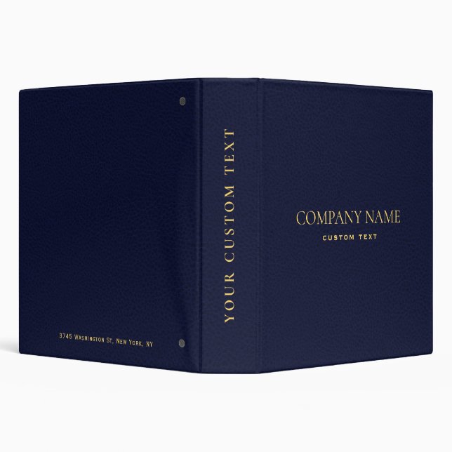 Elegant Navy Blue Leather Look Gold corporate  Binder (Background)