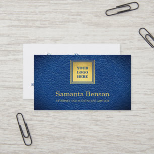 Elegant Navy Blue Leather Professional Your Logo Business Card