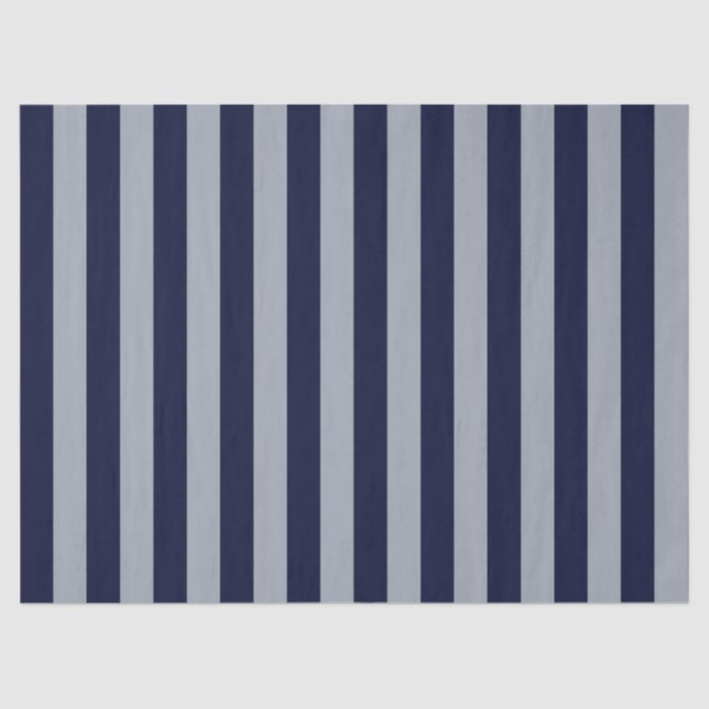 Elegant Navy Blue Light Blue Striped Pattern Tissue Paper (Front)