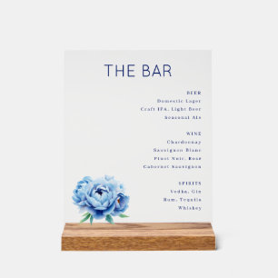 Elegant Navy Blue Minimalist Bar Menu Acrylic Sign