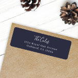 Elegant Navy Blue Modern Minimal Return Address<br><div class="desc">A stylish modern holiday return address label with a handwritten script font for your family name in white with a navy blue feature colour in a 'scandi' scandinavian design style. The name and address can be easily customized for a personal touch. A classic traditional and minimalist design to stand out...</div>