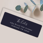 Elegant Navy Blue Modern Minimal Return Address<br><div class="desc">A stylish modern holiday return address label with a handwritten script font for your family name in white with a navy blue feature colour in a 'scandi' scandinavian design style. The name and address can be easily customized for a personal touch. A classic traditional and minimalist design to stand out...</div>