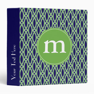 Elegant Navy Blue Modern Trellis Personalized Binder