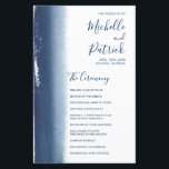 Elegant Navy Blue Modern Wedding Program<br><div class="desc">Modern and creative wedding program featuring a simple design with a navy blue watercolor brushstroke on the left side, over a white background. Add your ceremony events to the front and your wedding party to the back. This unique design is great for an artistic couple. These cheap wedding programs are...</div>