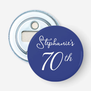 Elegant Navy Blue Monogram 70th Birthday Party Bottle Opener