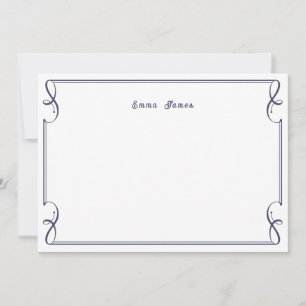 Elegant Navy Blue Monogram Border Personalized Card