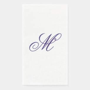 Elegant Navy Blue Monogram Initial Napkin