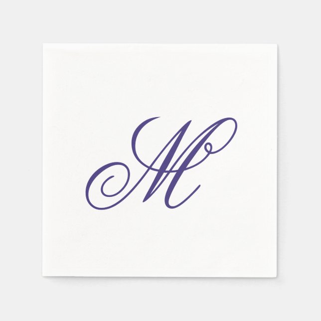 Elegant Navy Blue Monogram Initial  Napkin (Front)
