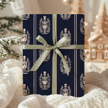 Elegant Navy Blue Nutcracker  Wrapping Paper<br><div class="desc">Navy Moody Striped Nutcracker Wrapping Paper</div>