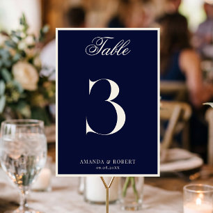 Elegant Navy Blue Old Money Wedding Table Number
