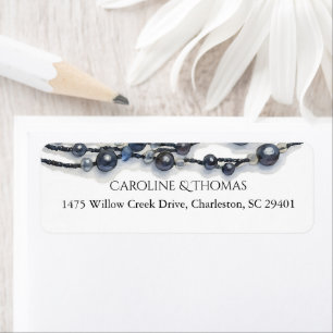 Elegant Navy Blue Pearl Watercolor Modern Wedding 