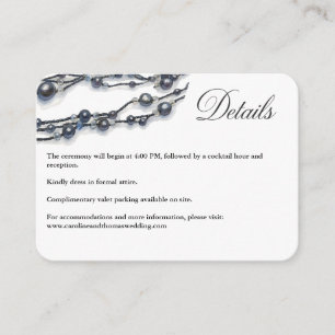 Elegant Navy Blue Pearl Watercolor Modern Wedding  Enclosure Card