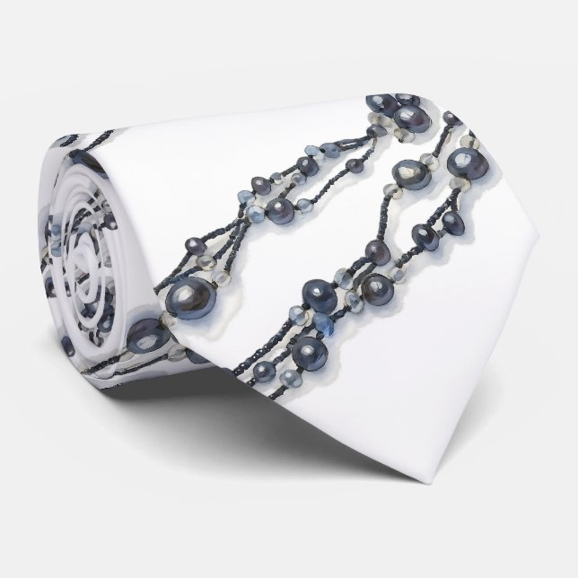 Elegant Navy Blue Pearl Watercolor Modern Wedding  Tie (Rolled)